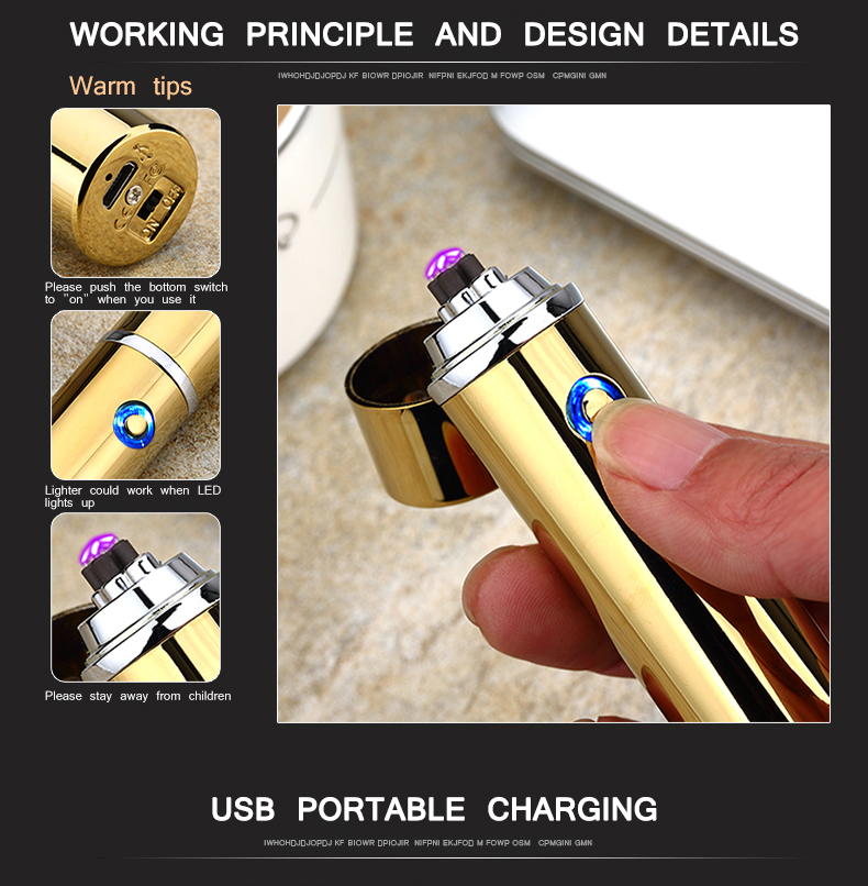 Double Arc Pulse USB Windproof Lighter with Safety Lock detail 12
