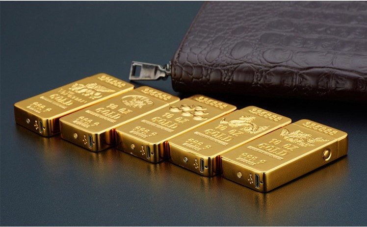 Gold Bar Design USB Rechargeable Lighter Double Arc Pulse Metal Electronic Lighter detail 12