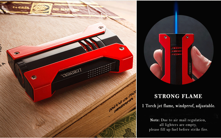 LUBINSKI Metal Windproof Refillable Jet Lighter with Cutter and Gift Box detail 20
