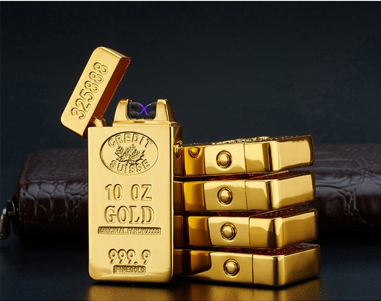 Gold Bar Design USB Rechargeable Lighter Double Arc Pulse Metal Electronic Lighter detail 5 Gold Bar Design USB Rechargeable Lighter Double Arc Pulse Metal Electronic Lighter detail 5
