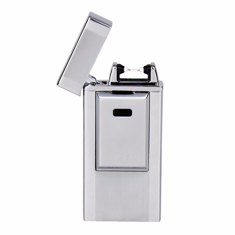 Tiger USB Rechargeable Windproof Electric Lighter Flameless Arc Torch Metal Lighter detail 7
