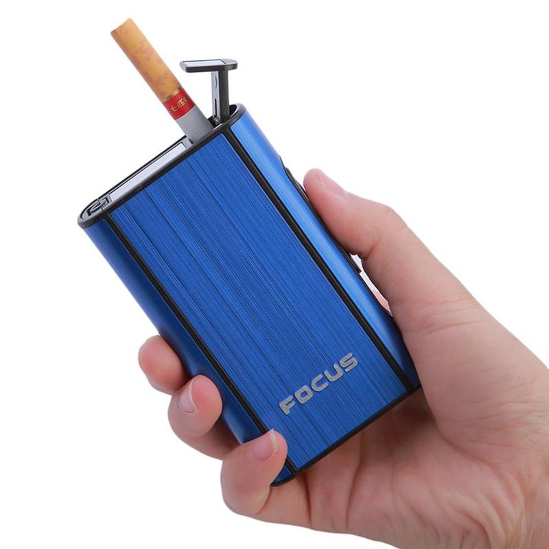 Aluminum Plastic Cigarette Case Automatic Ejection Holder Fits 10 Cigarettes 4 Colors