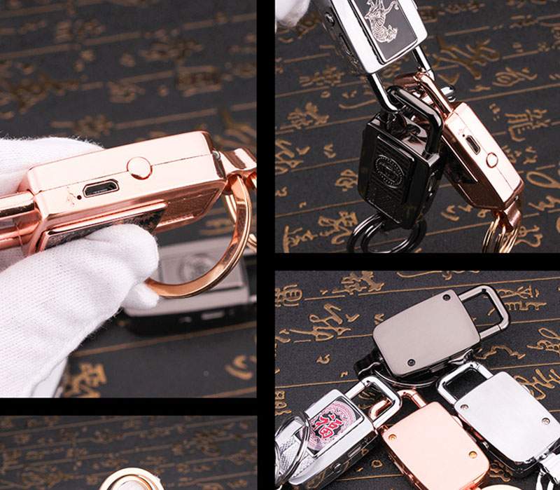 USB Rechargeable Metal Lighter with LED Torch Key Ring Windproof Ideal Gift for Men detail 13