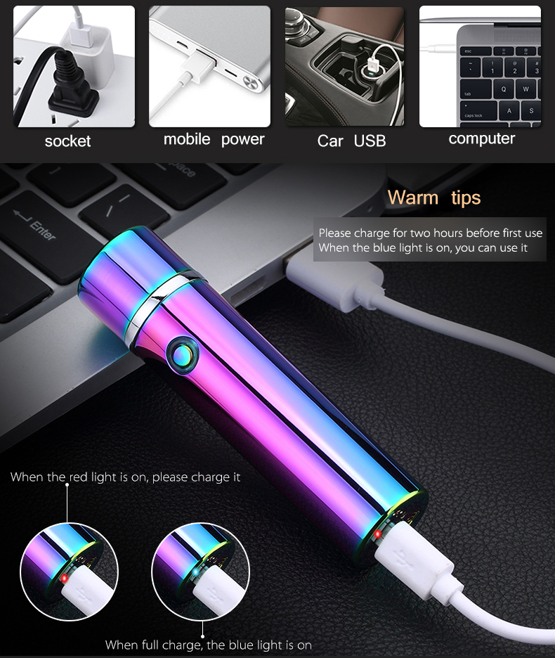 Double Arc Pulse USB Windproof Lighter with Safety Lock detail 8
