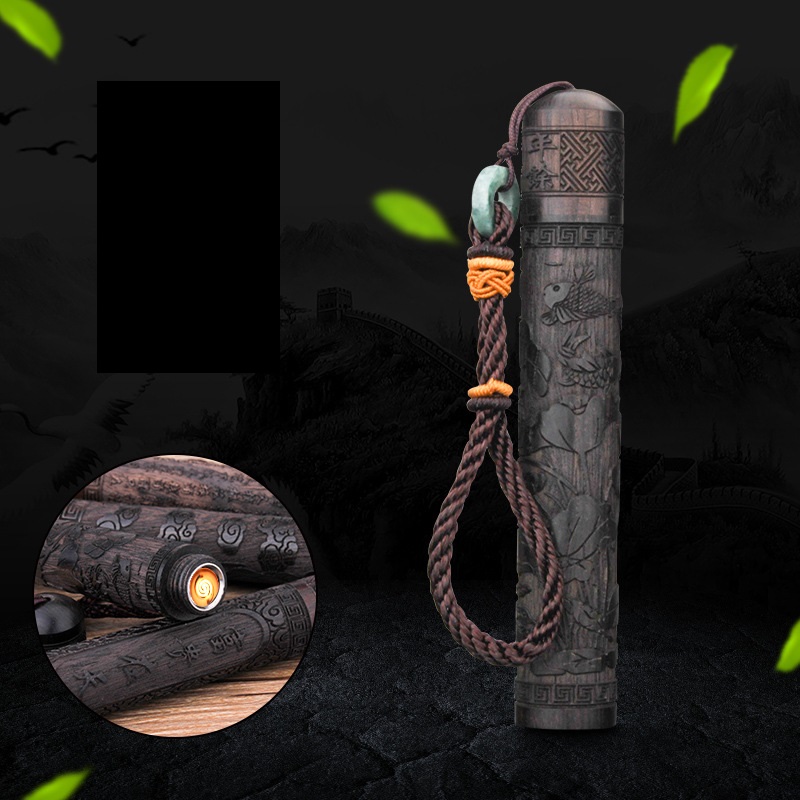 USB Charging Retro Wood Carving Folding Lighter detail 11