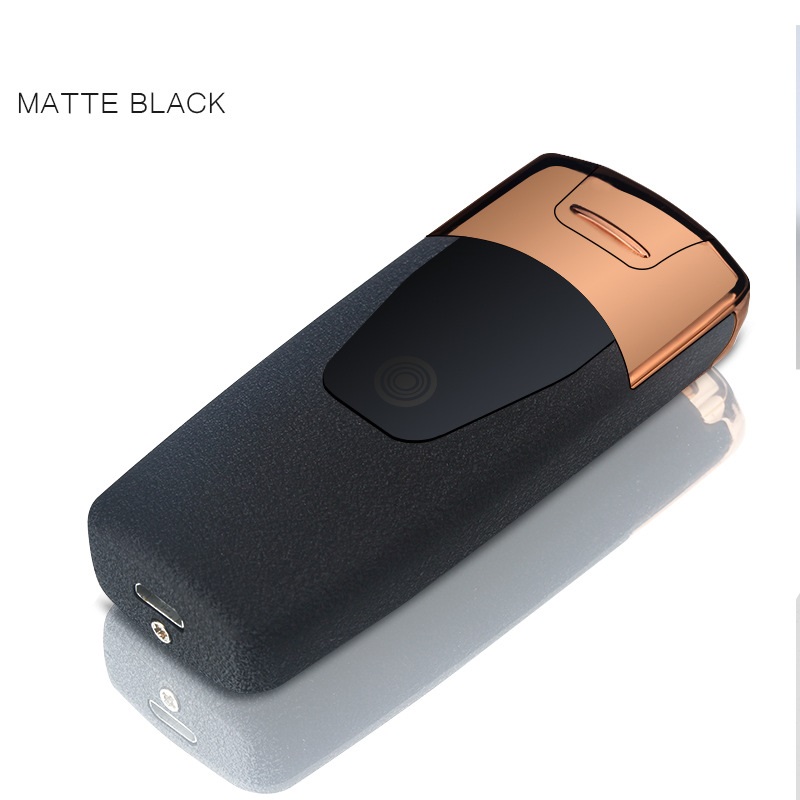 Iron Man Double Arc USB Charging Windproof Lighter Touch Sensitive Metal High-Grade - MATTE BLACK