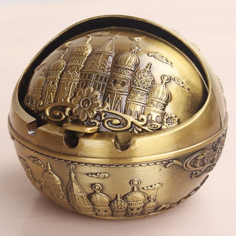 European Retro Ashtray Creative Cute Covered Portable Multifunctional Office Decor
