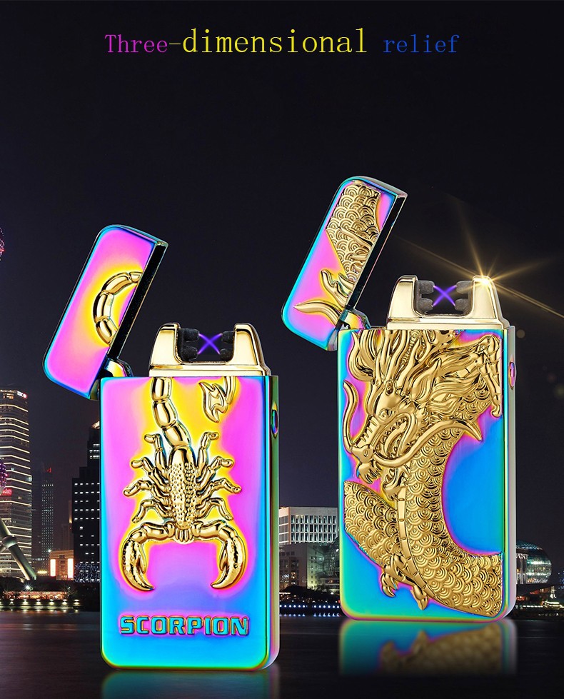 Windproof USB Charging Double Arc Electronic Lighter Pulse Arc for Valentine's Day Gift detail 18