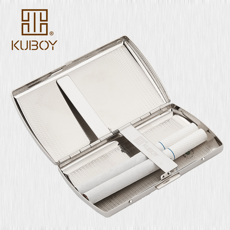 KUBOY Stainless Steel Cigarette Box Nickel Plated 12PCS Smoke Holder KC7-01