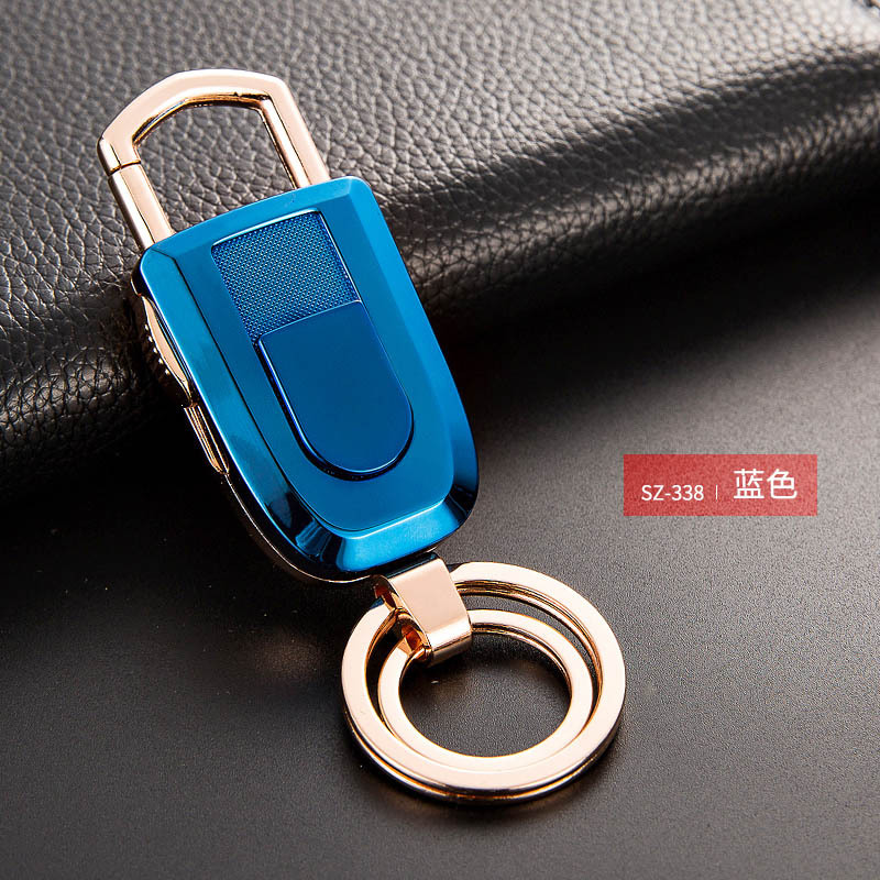 Rechargeable Usb Key Hang Electronic Lighter with Lamp - Blue