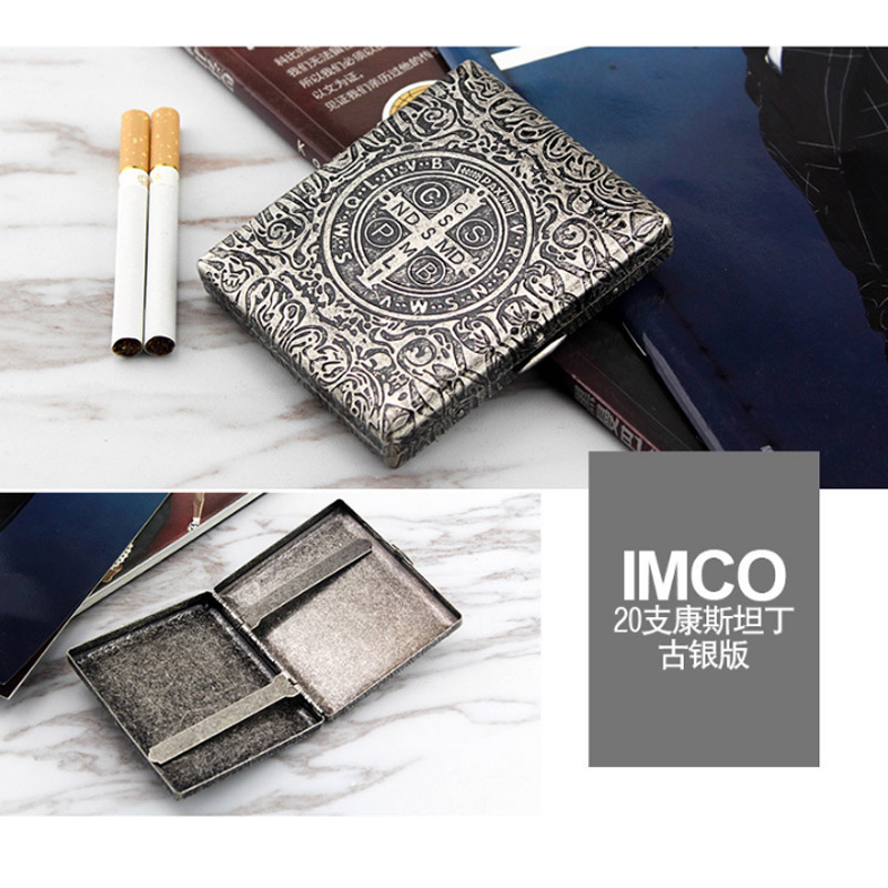 Constantine Vintage Metal Cigarette Case Copper Carving Smoker Men's Gift 20 Cigarettes