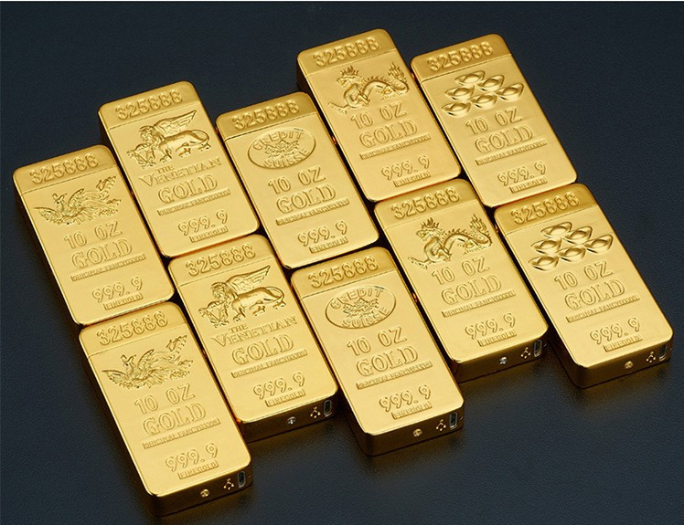 Gold Bar Design USB Rechargeable Lighter Double Arc Pulse Metal Electronic Lighter detail 13