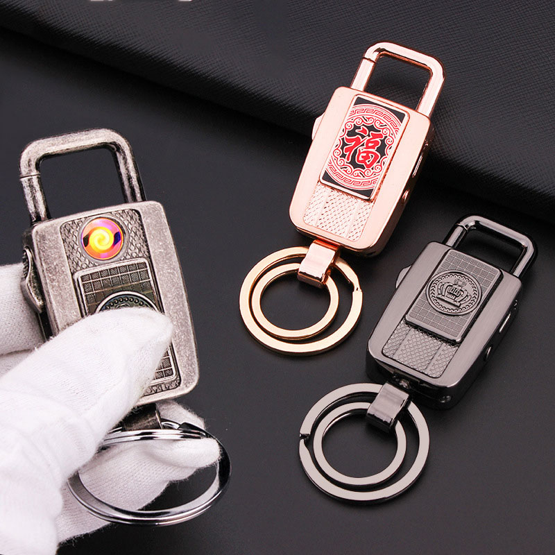 USB Rechargeable Metal Lighter with LED Torch Key Ring Windproof Ideal Gift for Men detail 11