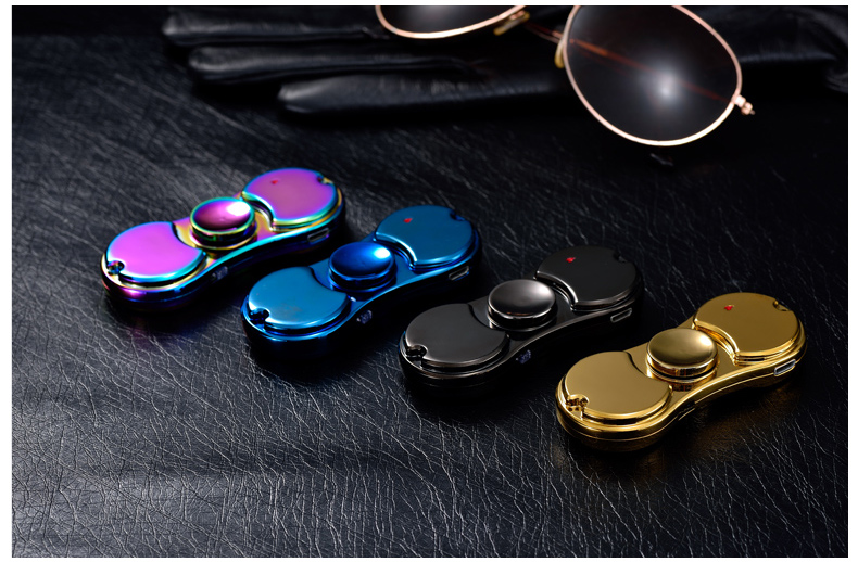 LED Finger Spinner USB Rechargeable Windproof Lighter Metal Multifunction Gift detail 11