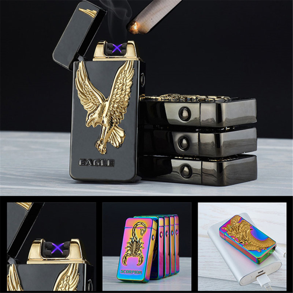 Windproof USB Rechargeable Plasma Lighter for Men Double Arc Electronic Lighter detail 7