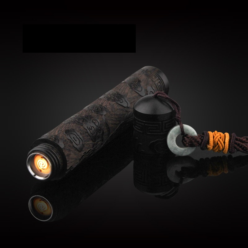 USB Charging Retro Wood Carving Folding Lighter detail 9