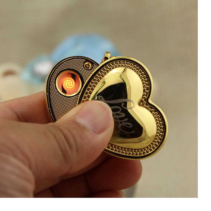 Creative USB Lighter with Key Buckle and Pendant Design - GOLDEN