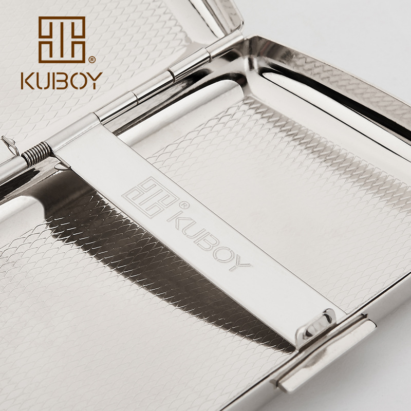 KUBOY Stainless Steel Cigarette Box Nickel Plated 12PCS Smoke Holder KC7-01