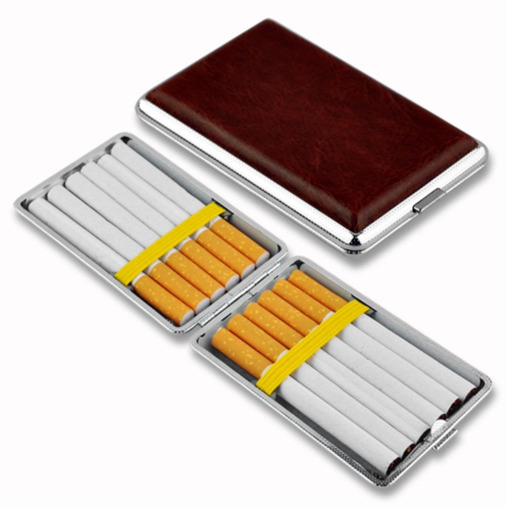 WITUSE PU Leather Cigarette Case Alloy Metal Holder 10 to 20 Pieces Classic Design