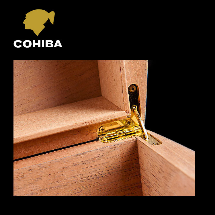 Black Carbon Fiber Cedar Wood Humidor Mini Box with Hygrometer Humidifier for Cuban Cigar Storage