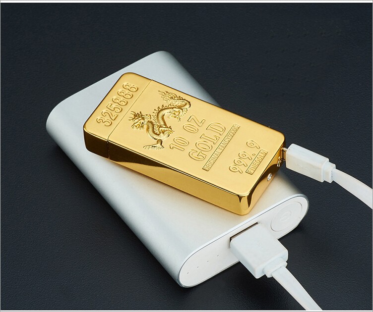 Gold USB Double Arc Lighter Electronic Lighter Gadget for Men detail 14