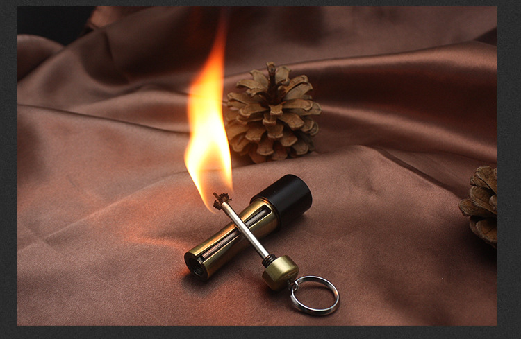Waterproof Metal Flame Kerosene Lighter Compact Key Chain Flint Camping Survival Match detail 10