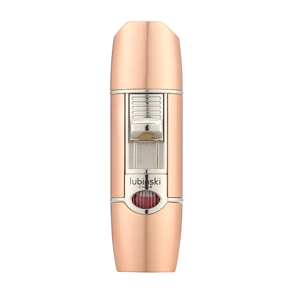 Lubinski Metal Stripe Lighter with Drill Punch Butane Jet Flame Windproof - Khaki