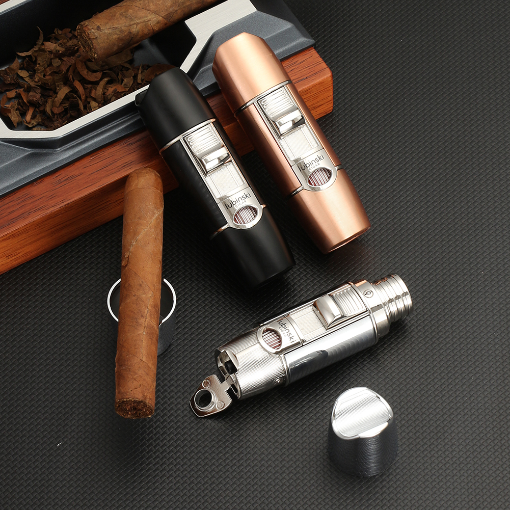 Lubinski Metal Stripe Lighter with Drill Punch Butane Jet Flame Windproof detail 5 Lubinski Metal Stripe Lighter with Drill Punch Butane Jet Flame Windproof detail 5