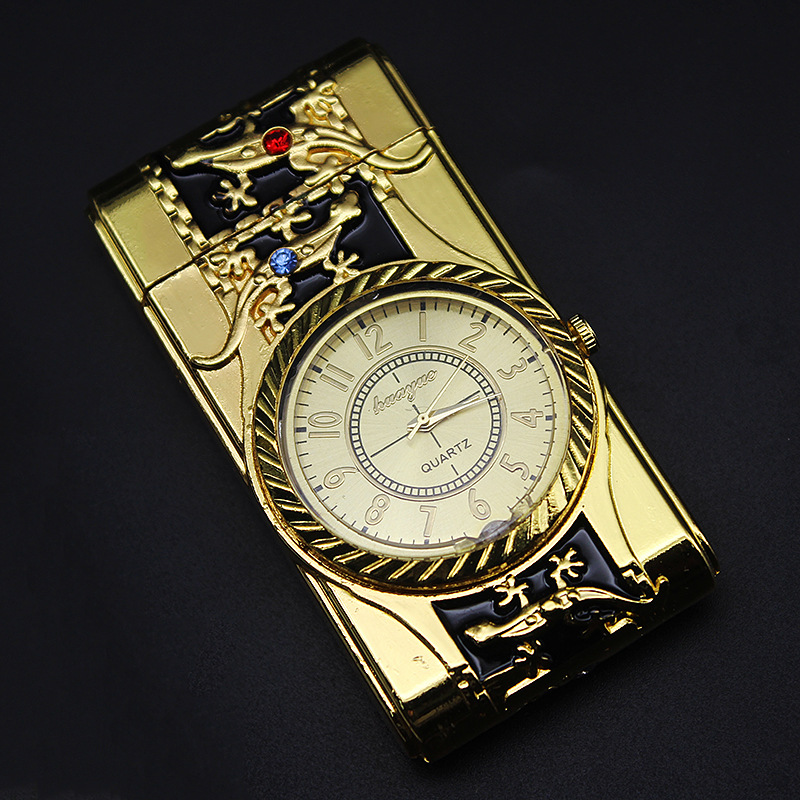 Gold Watch Style Jet Torch Turbo Gas Lighter Luxurious Design - Gecko Gold