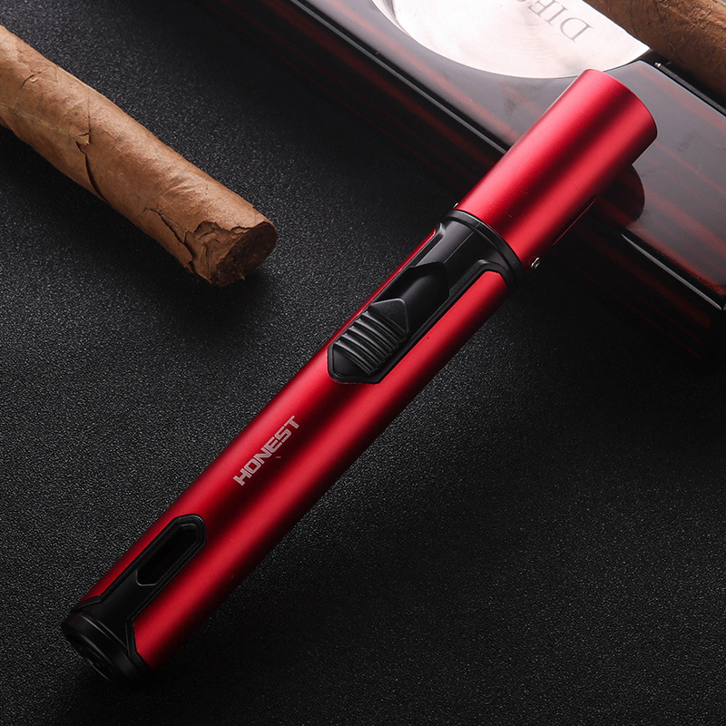 Metal Pen Jet Butane Lighter Compact Portable Design - Red