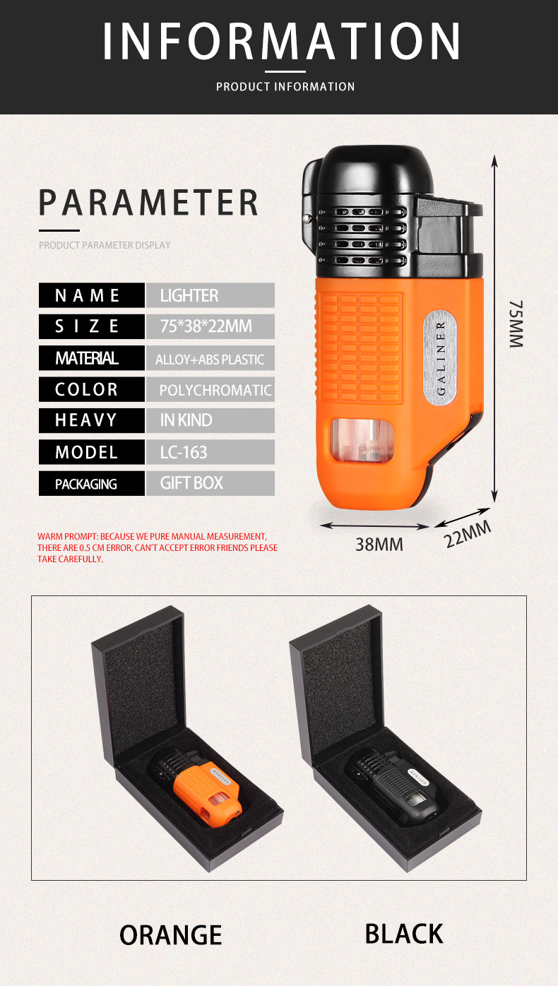 Windproof Jet Flame Torch Lighter GALINER detail 8
