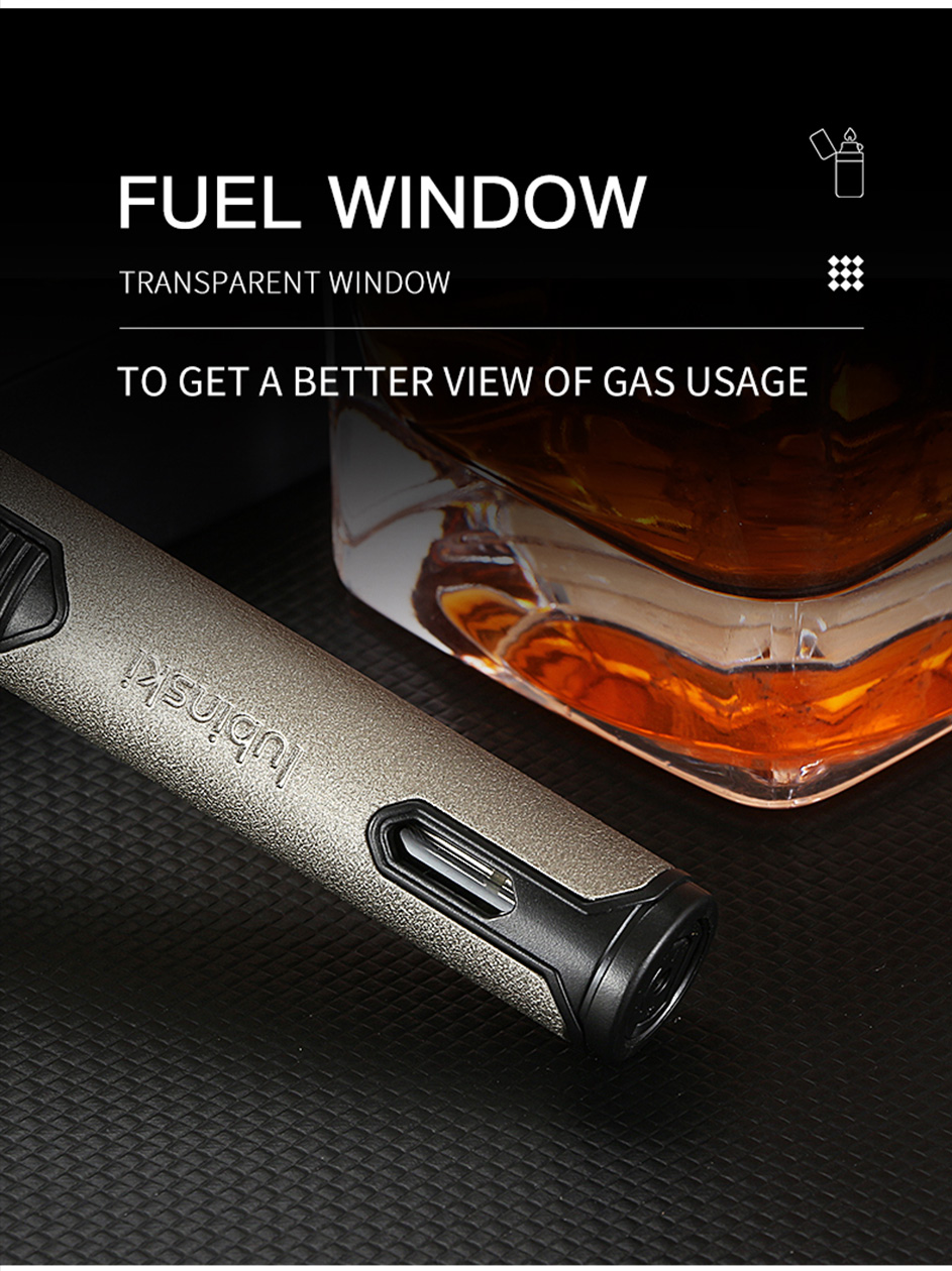 LUBINSKI Windproof Portable Lighter Blue Flame Butane Jet detail 11