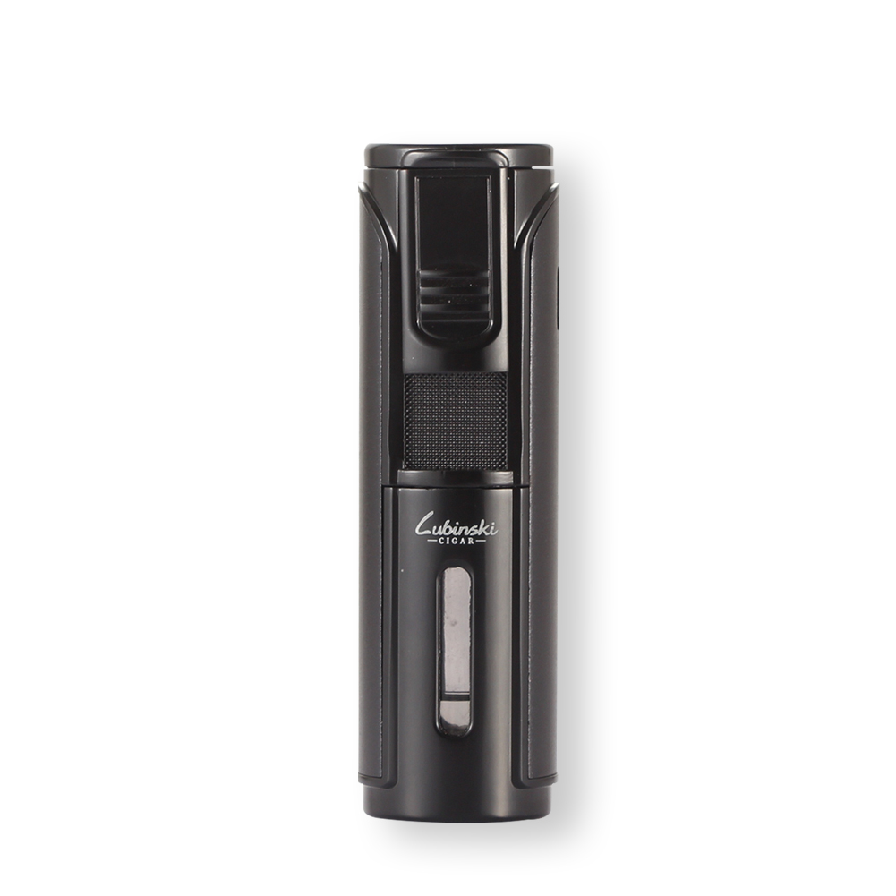 Lubinski Windproof Butane Gas Lighter 5 Jet Flame Metal Torch Accessory - Black