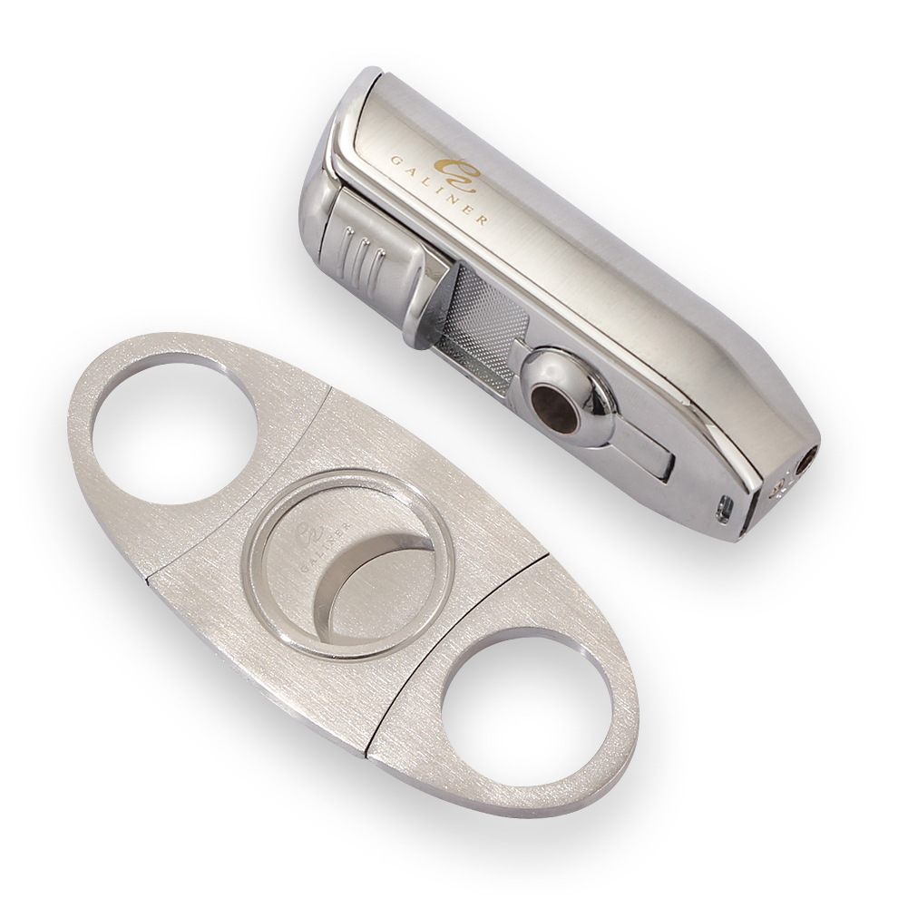 Galiner 3 Torch Lighter with Punch and Metal Sharp Guillotine Cutter - White