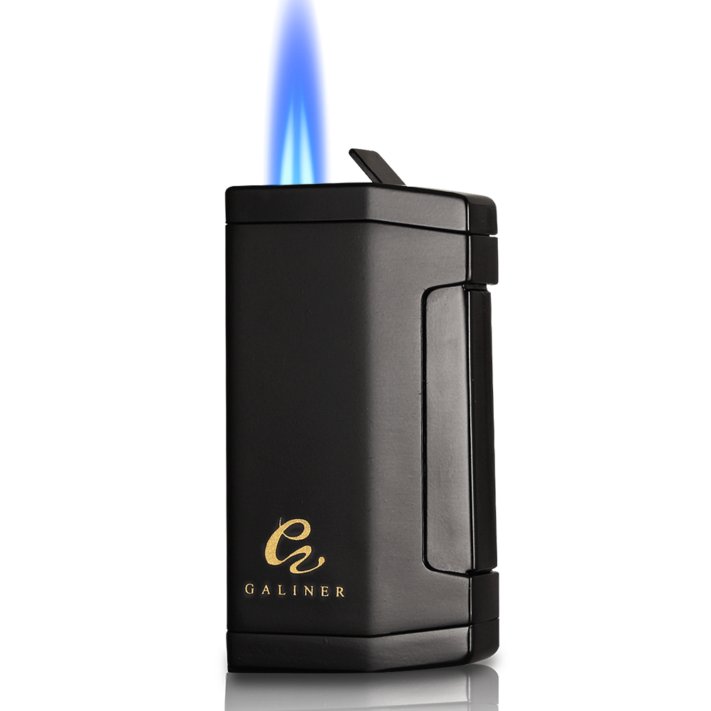 Galiner Butane Lighter Metal Windproof Jet Blue Flame Portable Torch Accessories Men - Black