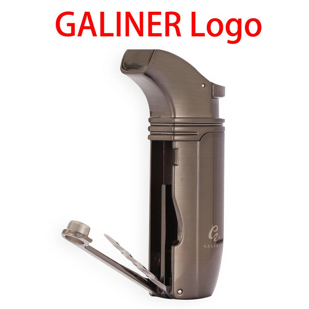 GALINER Metal Butane Dual Torch Windproof Lighter - GRAY