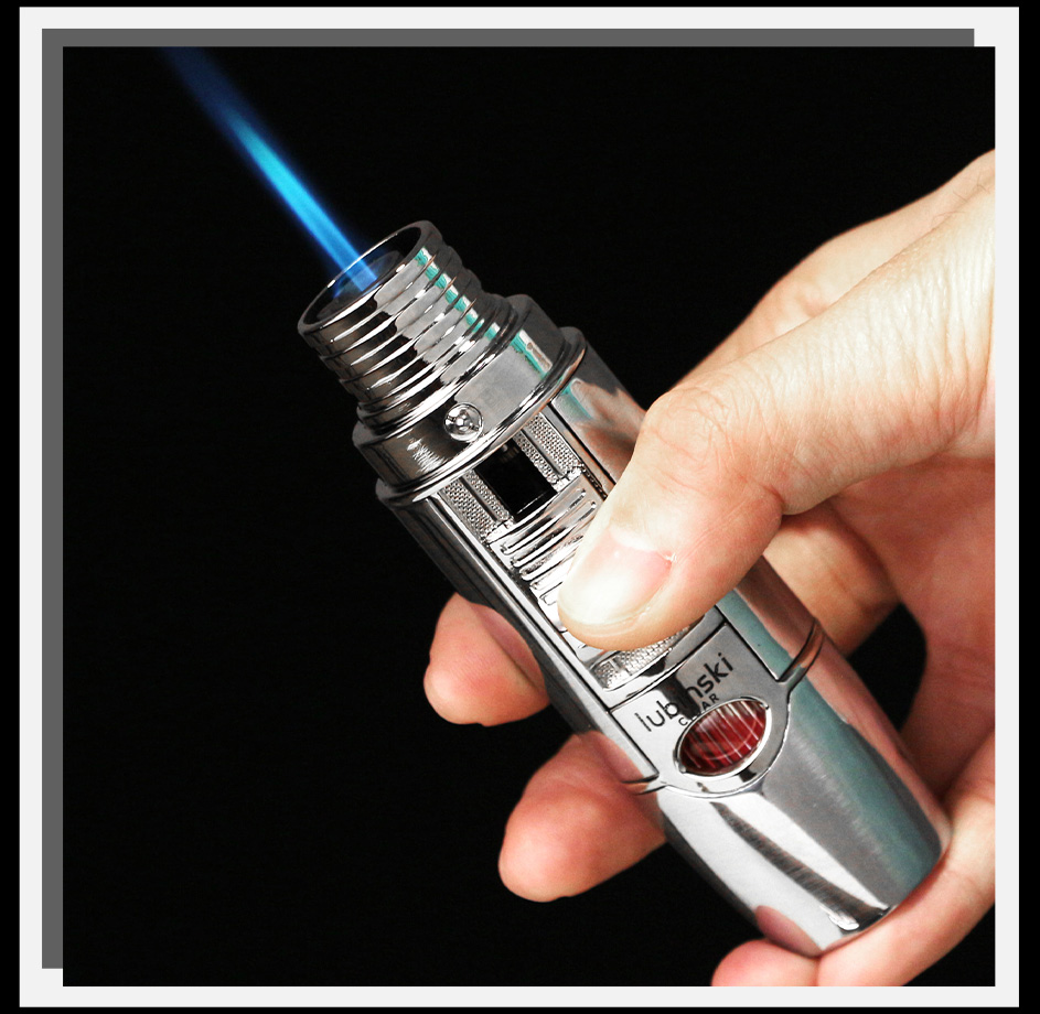 Lubinski Metal Stripe Lighter with Drill Punch Butane Jet Flame Windproof detail 8