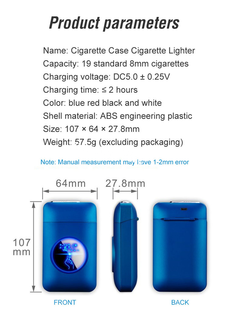 USB Rechargeable Flameless Windproof Acrylic Lighter Case detail 12