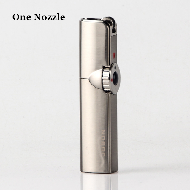 Jobon Triple Torch Butane Jet Metal Lighter - Silver 1 Flame
