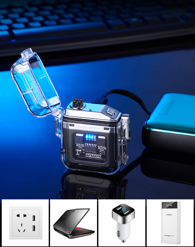 Futuristic Colorful Waterproof Windproof Electric Lighter: USB Rechargeable detail 16