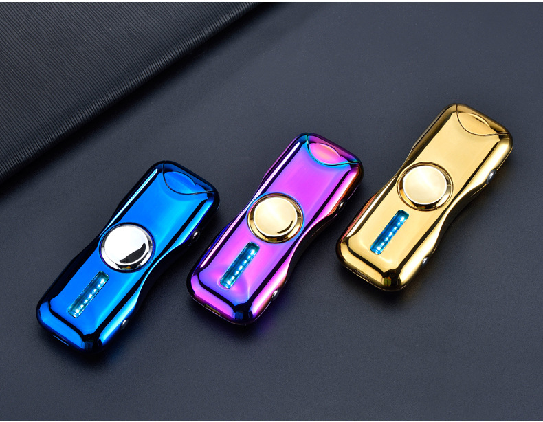 Fingertip Gyro USB Charging Lighter Creative Double Arc Windproof Design detail 9