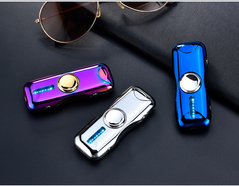 Fingertip Gyro USB Charging Lighter Creative Double Arc Windproof Design detail 6