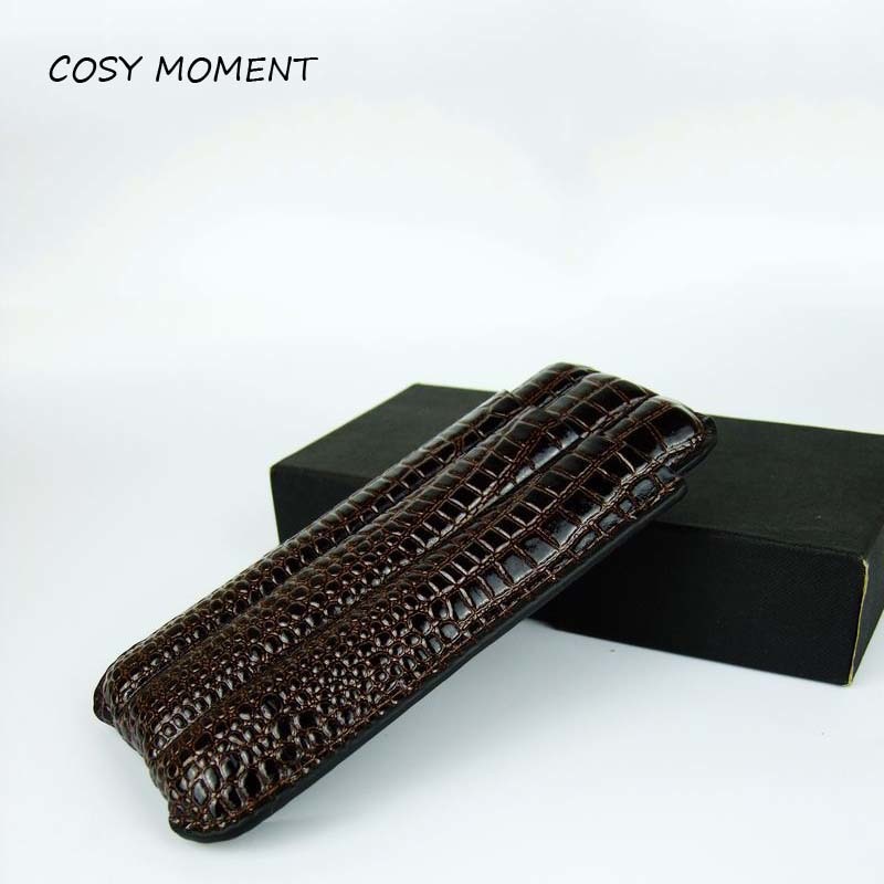 COSY MOMENT 3 Tube Cigar Case Portable Brown Crocodile Leather Cigar Case Outdoor Travel Humidor YJ123 COSY MOMENT 3 Tube Cigar Case Portable Brown Crocodile Leather Cigar Case Outdoor Travel Gadgets Humidor YJ123