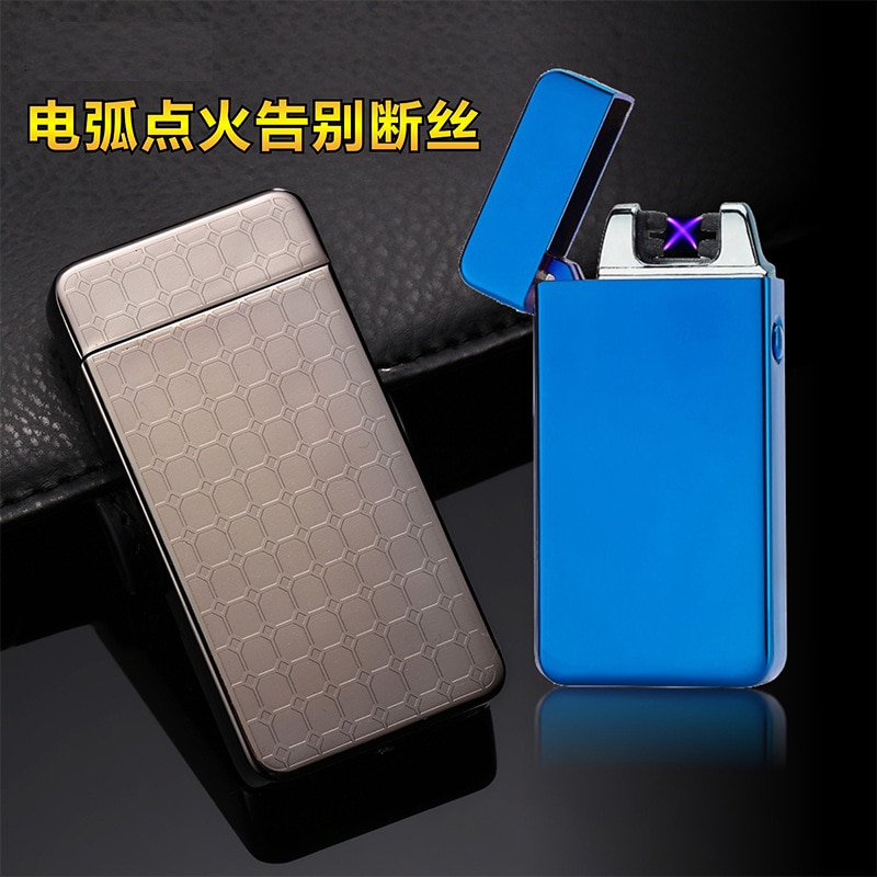 Double Pulse Arc Metal Ultra-Thin USB plasma Lighter Charging Electronic Cigarette Lighters Gift Box Fashion Double Pulse Arc Metal Ultra-Thin USB plasma Lighter Charging Electronic Cigarette Lighters Gift Box