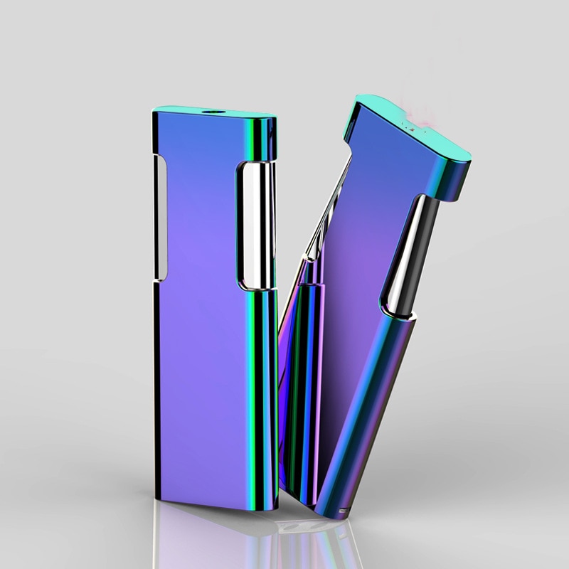 1pc New metal windproof lighter gas lighter crative ultrathin multicolor lighter with box (Random color) 1pc 2017 New metal windproof lighter gas lighter crative ultrathin multicolor lighter with gift box (Random color)