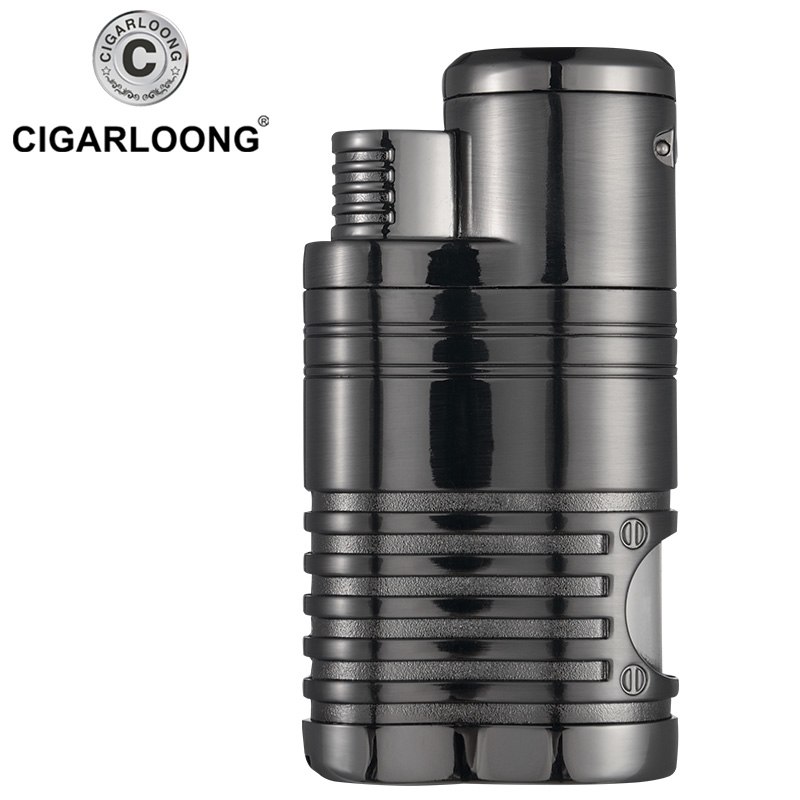 Windproof 4 Flame Cigar Lighter with Built-in Cigar Punch Stainless Steel 2 Blades Cigars Cutter Gift Set TZ-61 COHIBA Windproof 4 Flame Cigar Lighter with Built-in Cigar Punch Stainless Steel 2 Blades Cigars Cutter Gift Set TZ-61