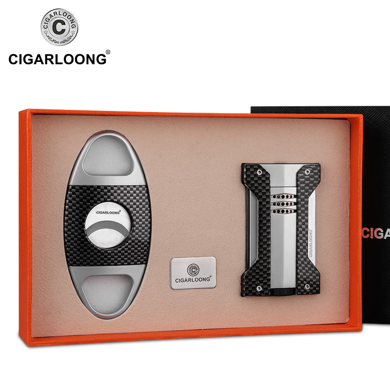 CIGARLOONG Cigar Lighters 2pcs Set With Cigar knife Krupp Stainless Steel Gift Boxed CIGARLOONG Cigar Lighters 2pcs Set With Cigar knife Krupp Stainless Steel Gift Boxed