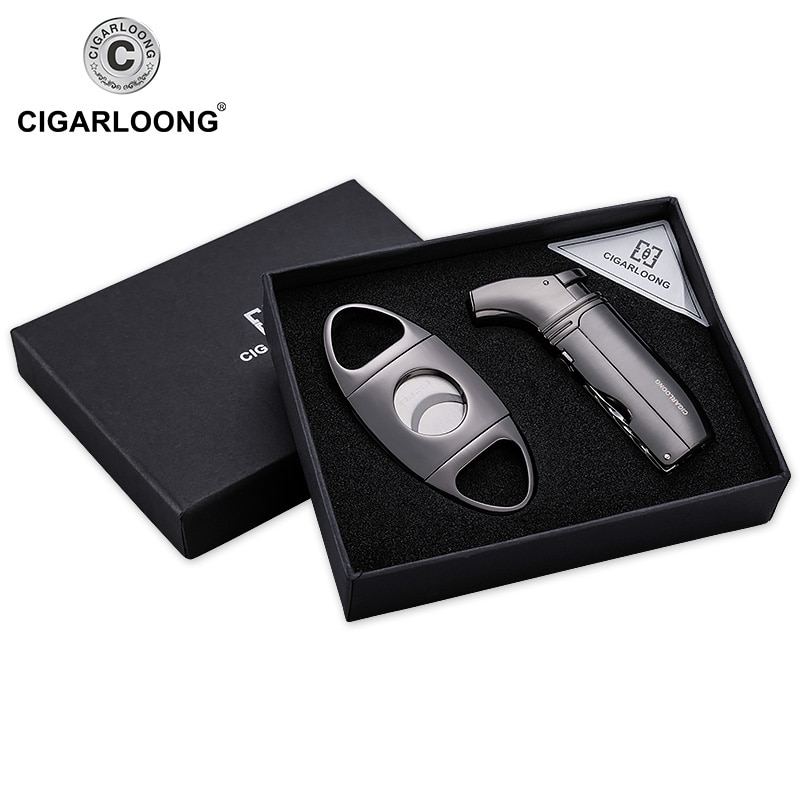 CIGARLOONG Cigar Lighter Cigar Cutter Set of German Krupp Stainless Steel Cigar Scissors CLT-105 CIGARLOONG Cigar Lighter Cigar Cutter Set of German Krupp Stainless Steel Cigar Scissors CLT-105