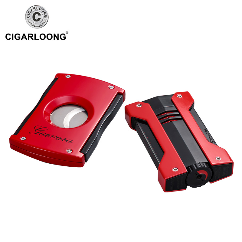 CIGARLOONG Cigar Lighters Set Windproof Straight Punch Lighter with Cigar Scissors 2pcs Set Gift Box CQ-0021 CIGARLOONG Cigar Lighters Set Windproof Straight Punch Lighter with Cigar Scissors 2pcs Set Gift Box CQ-0021