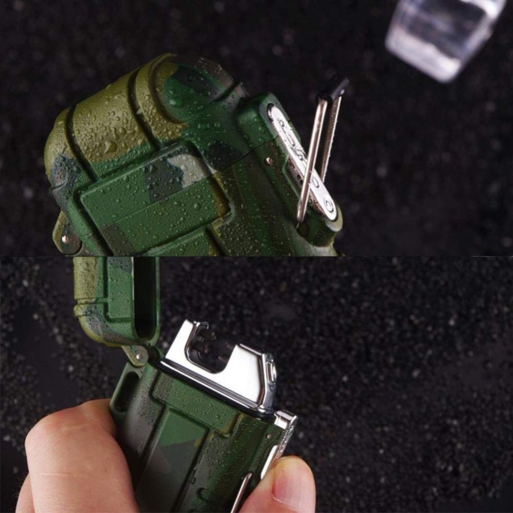 Jeebel Outdoor Camouflage Waterproof Windproof Double Arc Pulse Plasma Cigarette Lighter USB Charging Electric Metal Lighter Jeebel Outdoor Camouflage Waterproof Windproof Double Arc Pulse Plasma Cigarette Lighter USB Charging Electric Metal Lighter